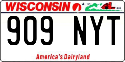 WI license plate 909NYT