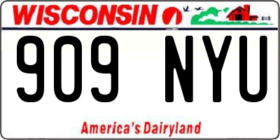 WI license plate 909NYU