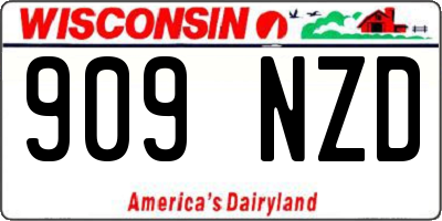 WI license plate 909NZD