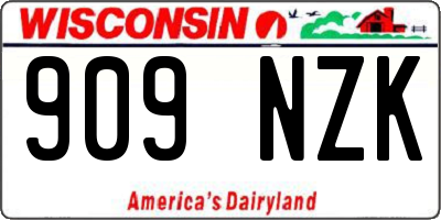 WI license plate 909NZK