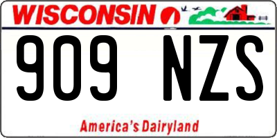 WI license plate 909NZS