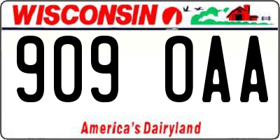 WI license plate 909OAA