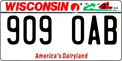 WI license plate 909OAB