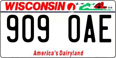 WI license plate 909OAE