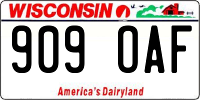 WI license plate 909OAF