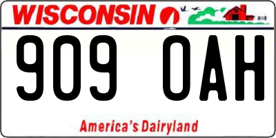 WI license plate 909OAH