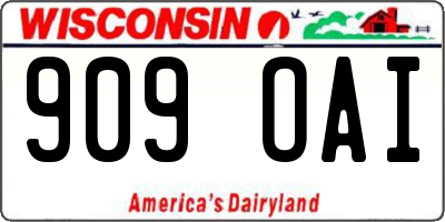 WI license plate 909OAI