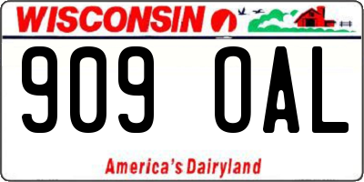 WI license plate 909OAL