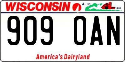 WI license plate 909OAN
