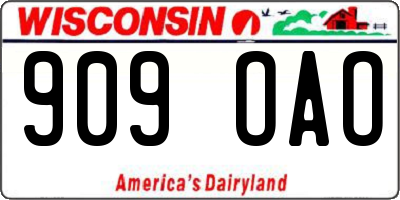 WI license plate 909OAO