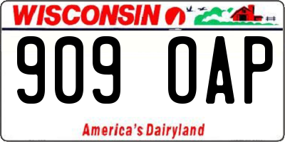 WI license plate 909OAP