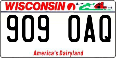 WI license plate 909OAQ
