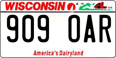 WI license plate 909OAR
