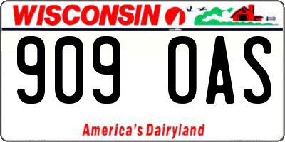 WI license plate 909OAS