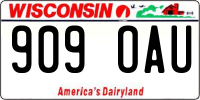 WI license plate 909OAU
