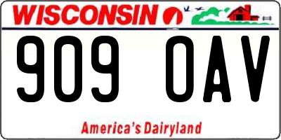 WI license plate 909OAV