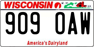 WI license plate 909OAW