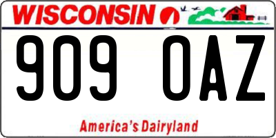 WI license plate 909OAZ