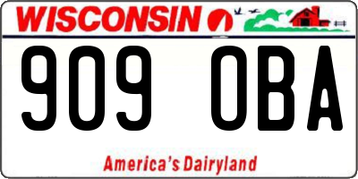 WI license plate 909OBA