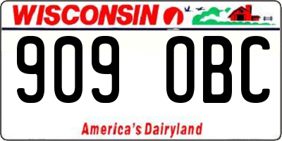 WI license plate 909OBC