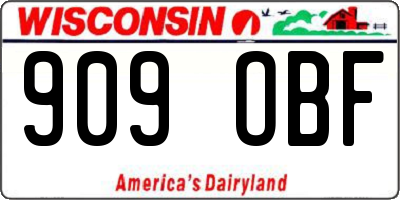 WI license plate 909OBF