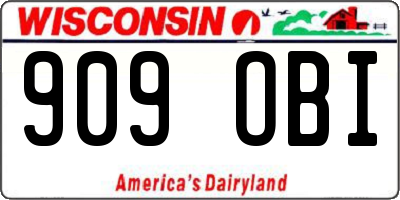 WI license plate 909OBI