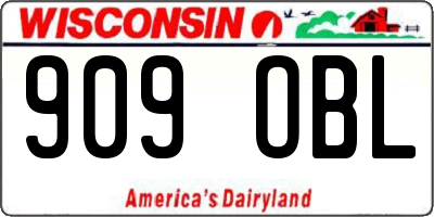 WI license plate 909OBL