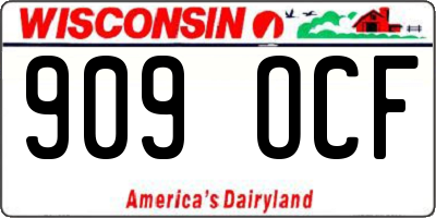 WI license plate 909OCF
