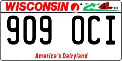 WI license plate 909OCI