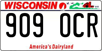 WI license plate 909OCR