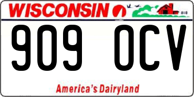 WI license plate 909OCV