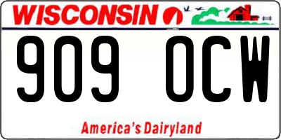 WI license plate 909OCW