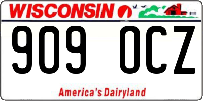 WI license plate 909OCZ
