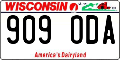 WI license plate 909ODA