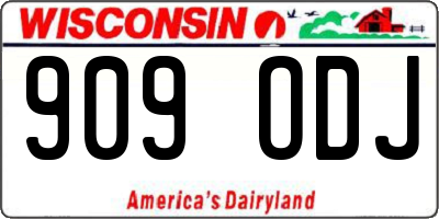 WI license plate 909ODJ