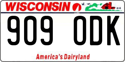 WI license plate 909ODK