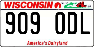 WI license plate 909ODL