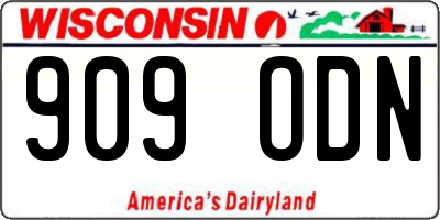 WI license plate 909ODN