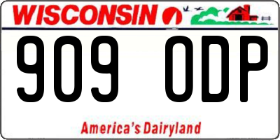 WI license plate 909ODP