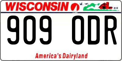 WI license plate 909ODR