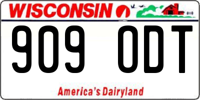 WI license plate 909ODT