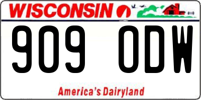 WI license plate 909ODW