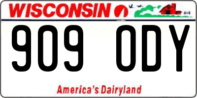 WI license plate 909ODY