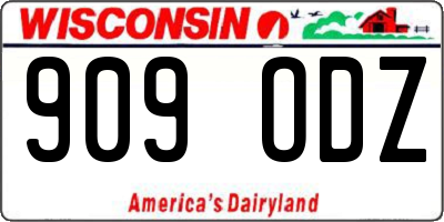 WI license plate 909ODZ