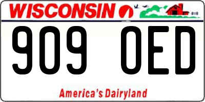WI license plate 909OED