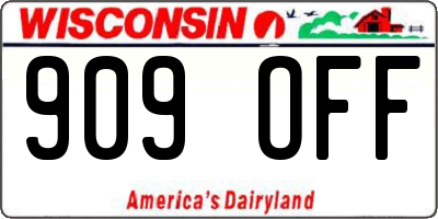 WI license plate 909OFF