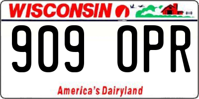 WI license plate 909OPR