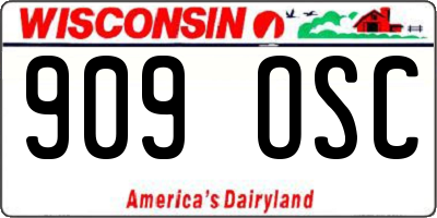 WI license plate 909OSC