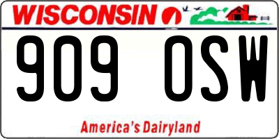 WI license plate 909OSW