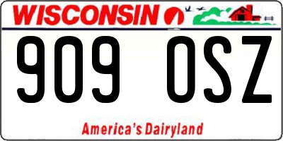WI license plate 909OSZ
